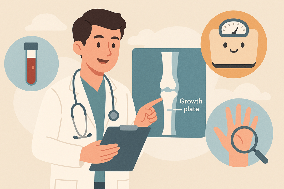 성장판이 닫히기 전 확인해야 할 검사 항목 인포그래픽