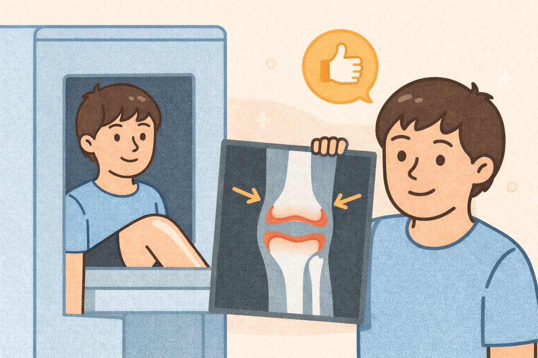 성장판 X-ray 검사 과정을 설명하는 인포그래픽
