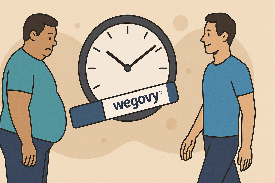 위고비 효과가 나타나기까지의 평균 기간을 설명하는 이미지