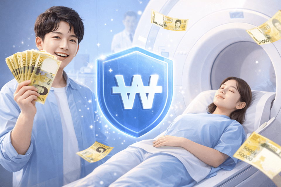 MRI 검사비와 실비보험 보상 구조를 설명하는 이미지