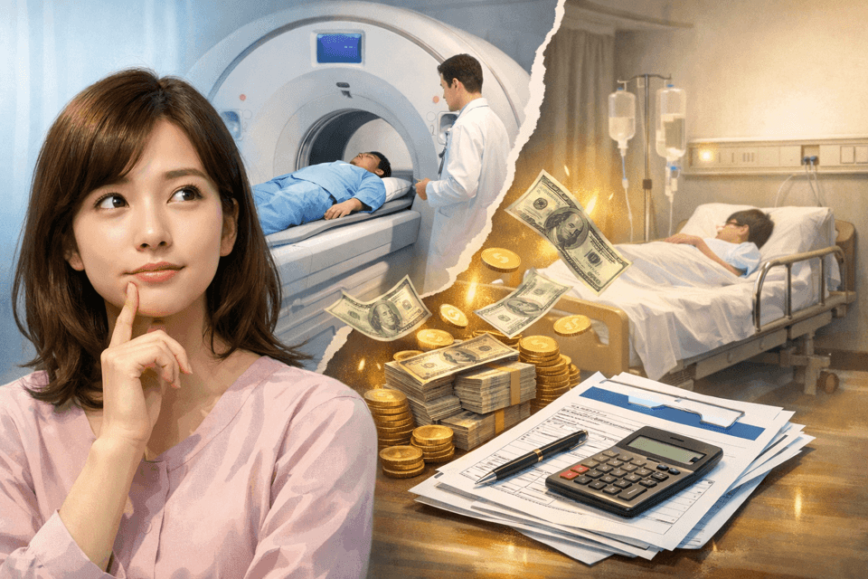 MRI 검사 시 입원과 통원의 보험금 차이를 설명하는 이미지