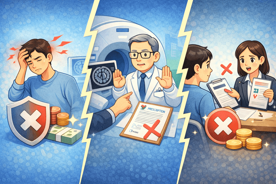 뇌 MRI 실비보험 거절 사례 유형을 설명하는 이미지